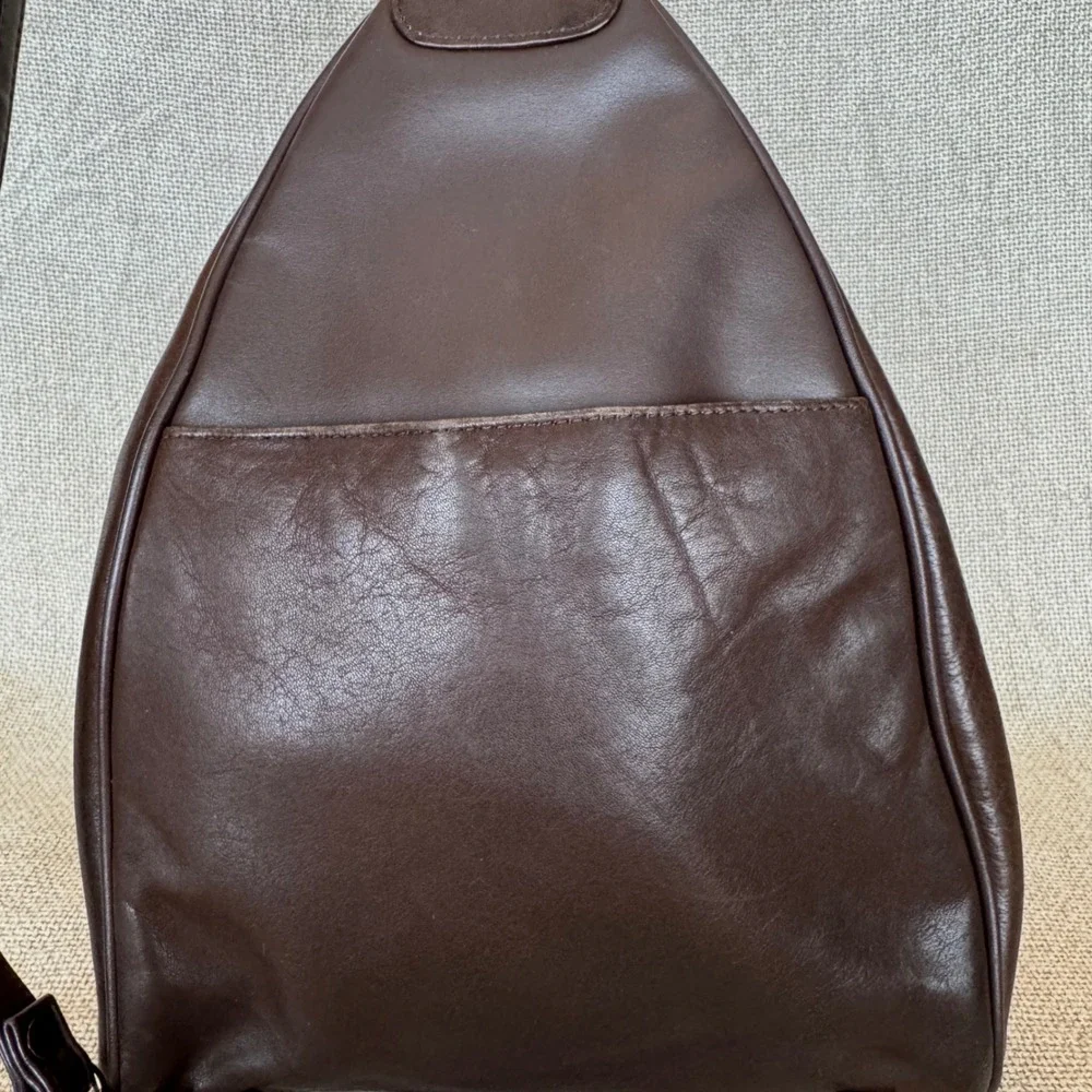 Vintage Charter Club Brown Sling Backpack Purse Turn Lock Y2K